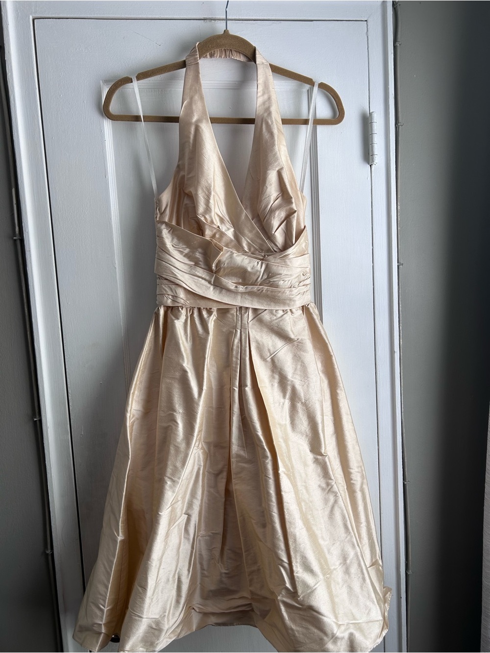 MARINA Champagne Satin Strapless Dress